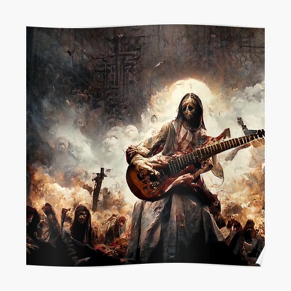 Zombie Jesus Titan Playing Metallica Guitar Poster RB1608 product Offical metallica Merch