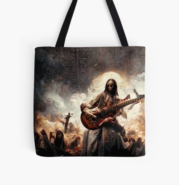 Zombie Jesus Titan Playing Metallica Guitar All Over Print Tote Bag RB1608 product Offical metallica Merch